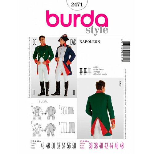 Выкройка костюм Наполеона burda style 11 2022 выкройки