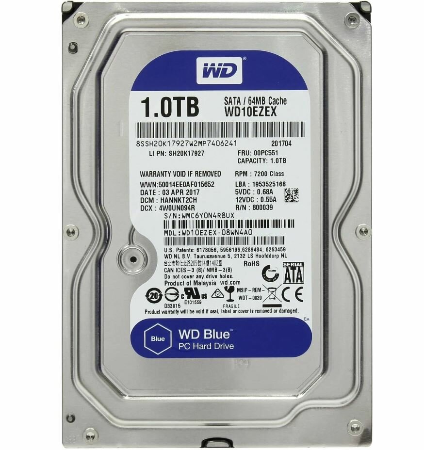 Жесткий диск Western Digital WD Blue 1 ТБ WD10EZEX