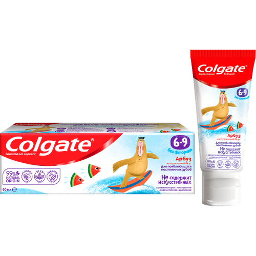 Зубная паста Colgate детская 6+ без фторида 60мл зубная паста colgate kids 6 9лет клубника мята 60мл