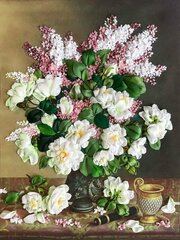 Белые розы и сирень #КЛ(Н)-3039 Каролинка Набор для вышивания 26 х 33.5 см Вышивка лентами