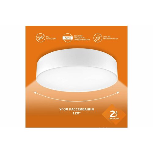 ISVET Светильник потолочный светодиодный 36Вт круглый накладной алюминиевый корпус белый холодный белый свет NST-101-3-4 3460₽