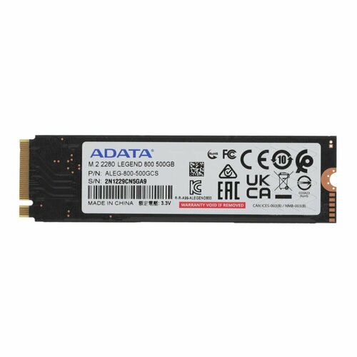 Накопитель SSD A-DATA PCI-E M2 2280 500Gb Series LEGEND 800 PCI-E (ALEG-800-500GCS) ssd накопитель a data xpg sx8100 256gb m 2 2280 pci e x4 asx8100np 256gt c