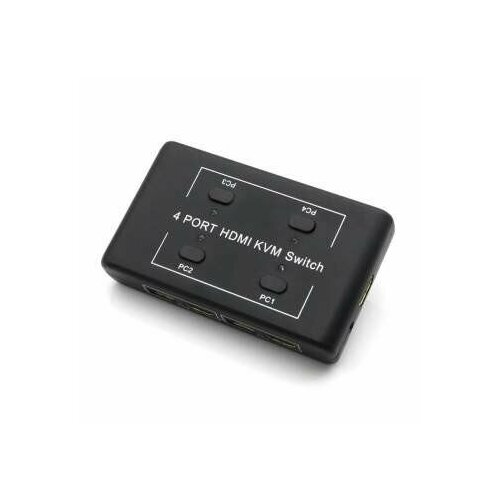 Orient переходник HS41, HDMI KVM переключатель на 4 устройства, порты HDM + 2xUSB клавиатура+мышь , поддержка 4K@30Hz, кнопка переключения на