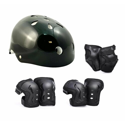 Комплект защиты для катания черный Спортик илизиум спорт шлем наколенники налокотники защита запястья для роликов скейта самоката
