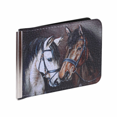 Зажим для купюр Eshemoda, фактура зернистая, матовая, черный, коричневый