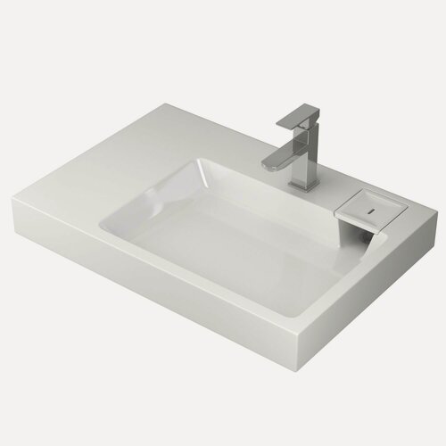 Изображение товара Комплект BAU 4 в 1: раковина над стиральной машиной BAU Hotel Pro 80х55 литьевой мрамор, кронштейны, сифон и смеситель Hotel Still, нержавеющая сталь