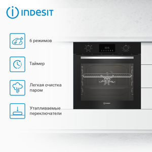 Встраиваемый электрический духовой шкаф INDESIT IFE 3644 J BL, черный