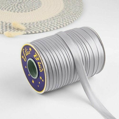 Косая бейка атласная 15 мм 132 1 м цвет серый 9197 1100₽