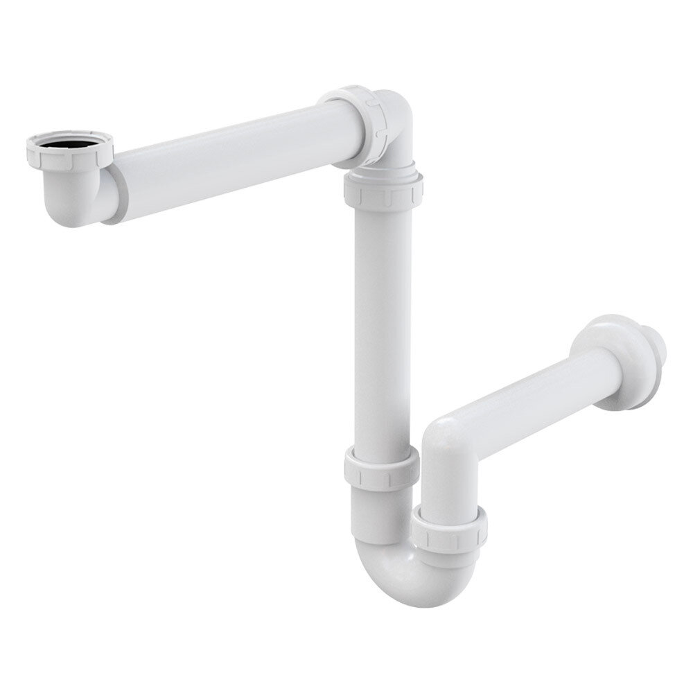 Сифон для раковины Alcadrain 1 1/4х40 мм со смещением без выпуска белый (A434/AG210521154)