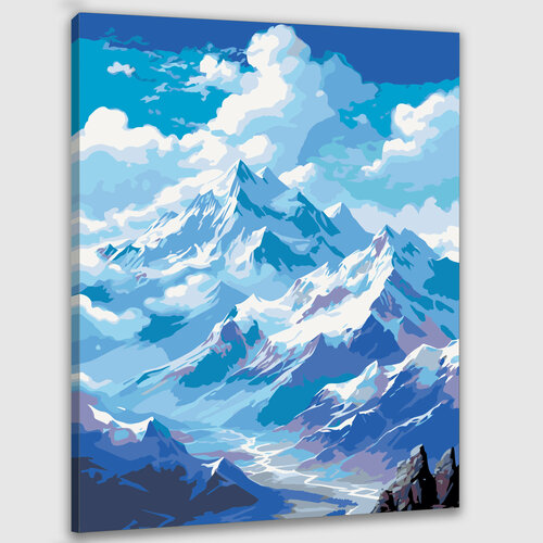 картина по номерам пейзаж зимняя деревня у горы эльбрус Картина по номерам 50х40 Пейзаж горы