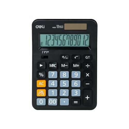 Калькулятор Deli настольный черный 12-разр. калькулятор настольный deli em888 зеленый 12 разр
