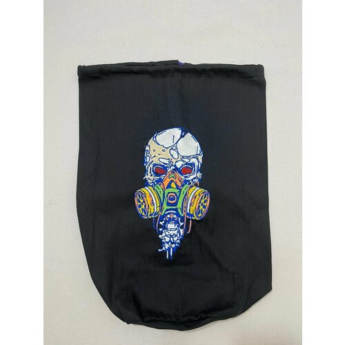 Рюкзак с вышивкой / череп В противогазе / Мешок / 40 см (cm) х 35 см (cm) / Custom bag with embroidery / Bag with lining and Velcro pocket. / SZ
