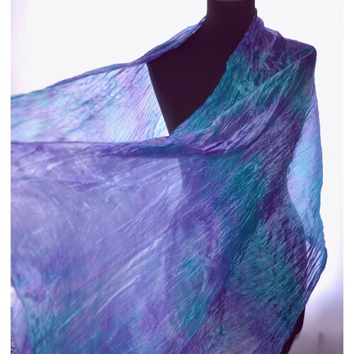 Шарф ,195х90 см, универсальный, фиолетовый, бирюзовый
