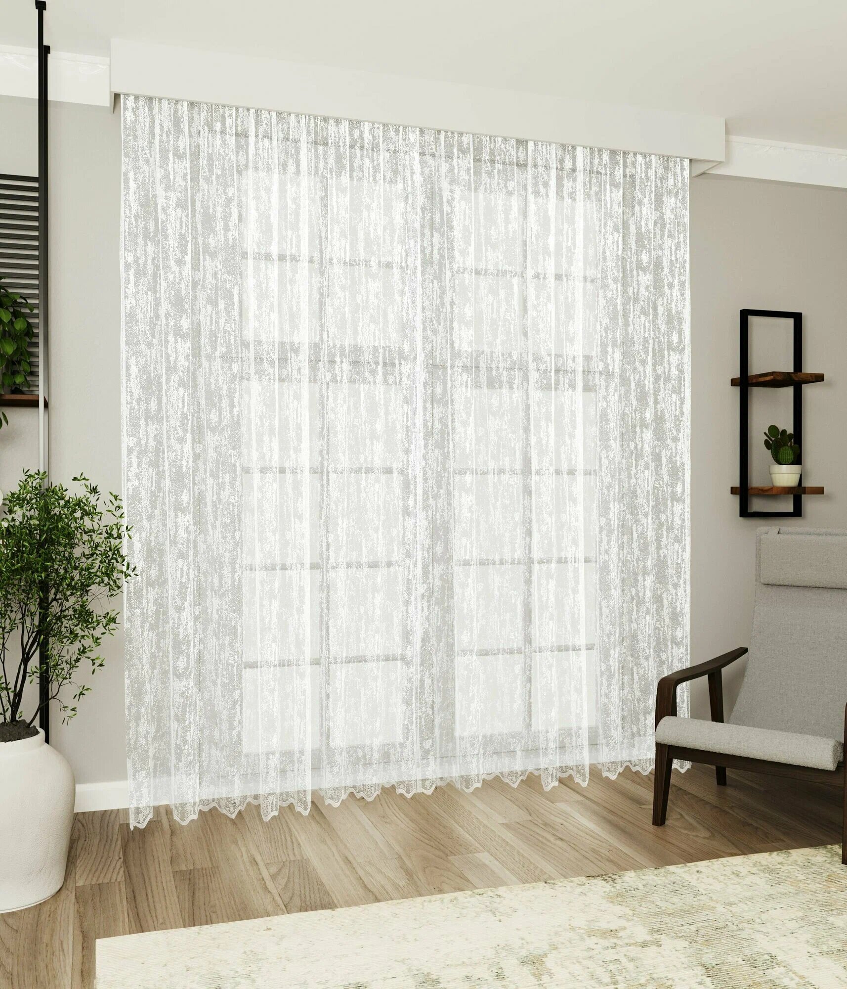 фото Тюль под мрамор 6м-2.5м цвет белый