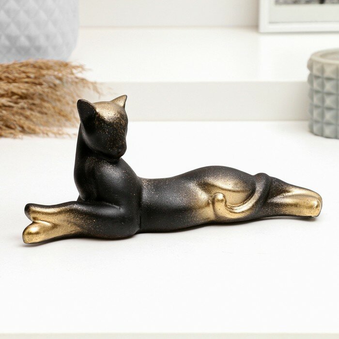 Декоративная фигурка Хорошие сувениры "Кот лежит" цвет черный, 8х20 см