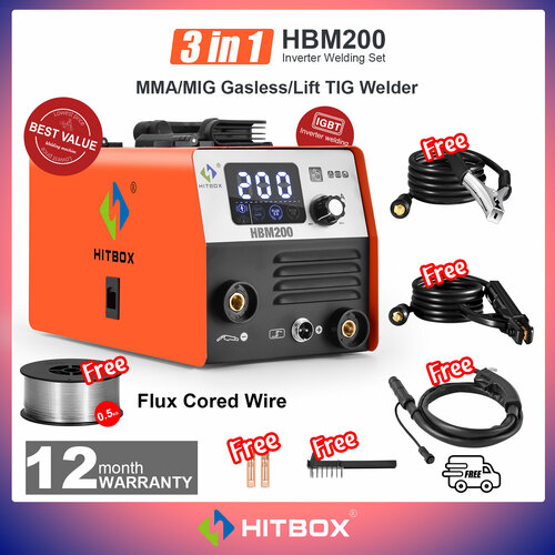 Сварочный аппарат в среде защитных газов безгазовый HITBOX HBM200 с цифровым экраном 220В 945000₽