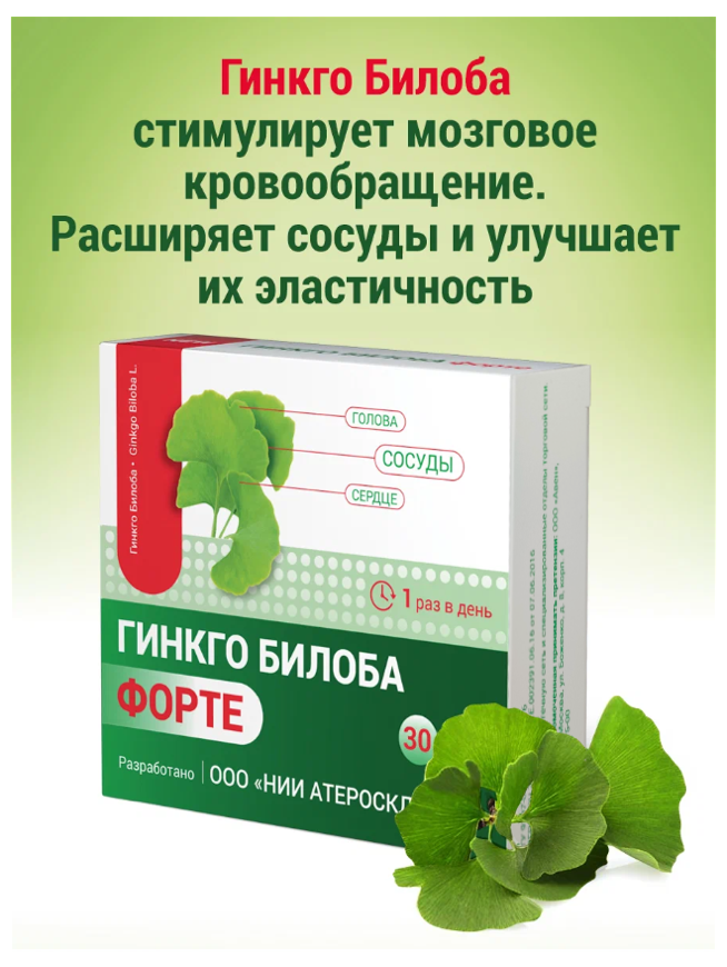 Гинкго Билоба форте таблетки 30 шт. Авен ООО - фото №3