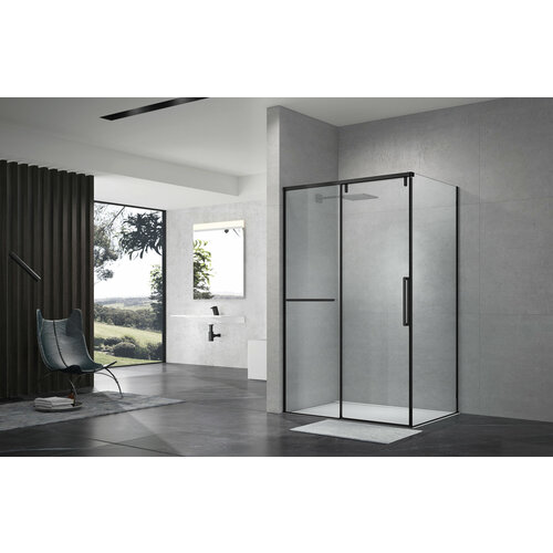 Душевой уголок Terminus Альба 120х90 2ES90х120B без поддона стекло прозрачное профиль черный матовый 95800₽