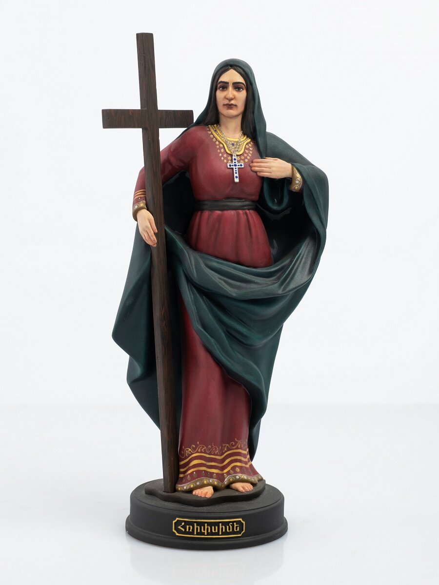 Статуэтка Святая Рипсимэ, высота 28см, литьевой мрамор, цвет ручная роспись