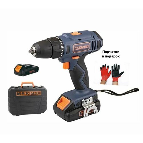 MAX-PRO Дрель-Шуруповерт аккумуляторная 18 В 0-3500-1250обмин 12000₽