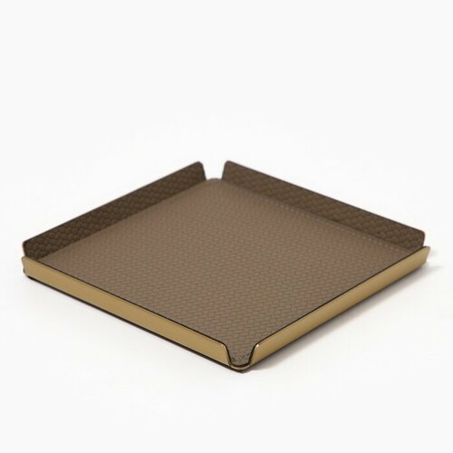 Поднос металл экокожа квадратный 12 х 12 см цвет коричневый 13254₽