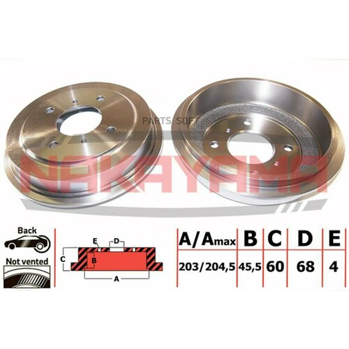 NAKAYAMA Q4434 Барабан тормозной Nissan Primera 16 20D 90- 203 7020₽