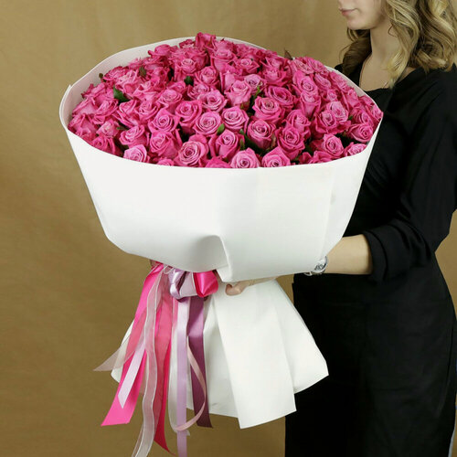 Изображение товара Монобукет из 101 розы Букет Маркет, в упаковке, высота 60 см