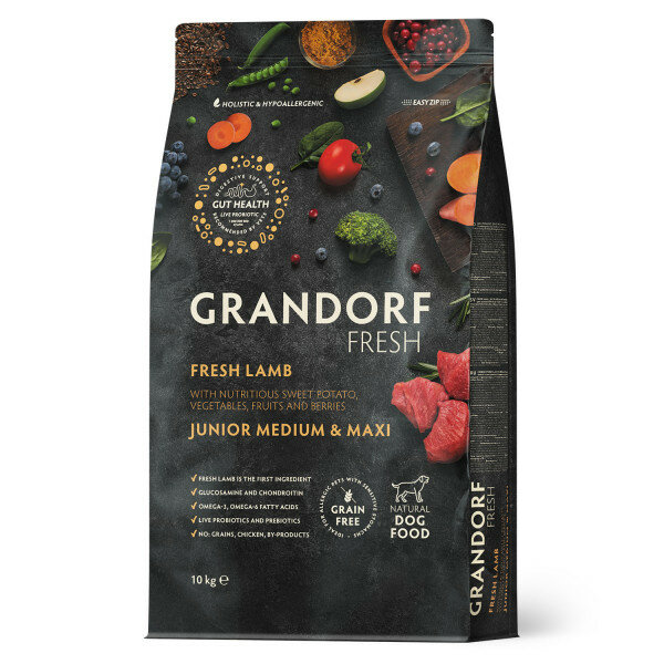 Grandorf Fresh сухой корм для юниоров и беременных собак с ягненком и бататом - 10 кг