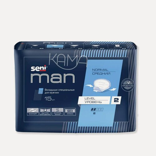 Изображение товара Урологические прокладки для мужчин Seni Man Norma Level 2/Сени Мен Нормал Уровень 2, 15 шт в упак