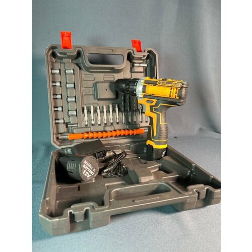 Шуруповерт аккумуляторный бесщеточный 12 V дрель - шуруповерт 2 АКБ в кейсе со сверлами 3900₽