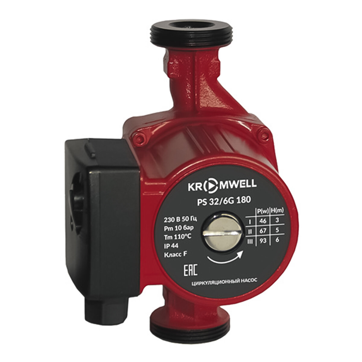 Насос циркуляционный KROMWELL PS 32/6G, для отопления, чугунный корпус, с гайками