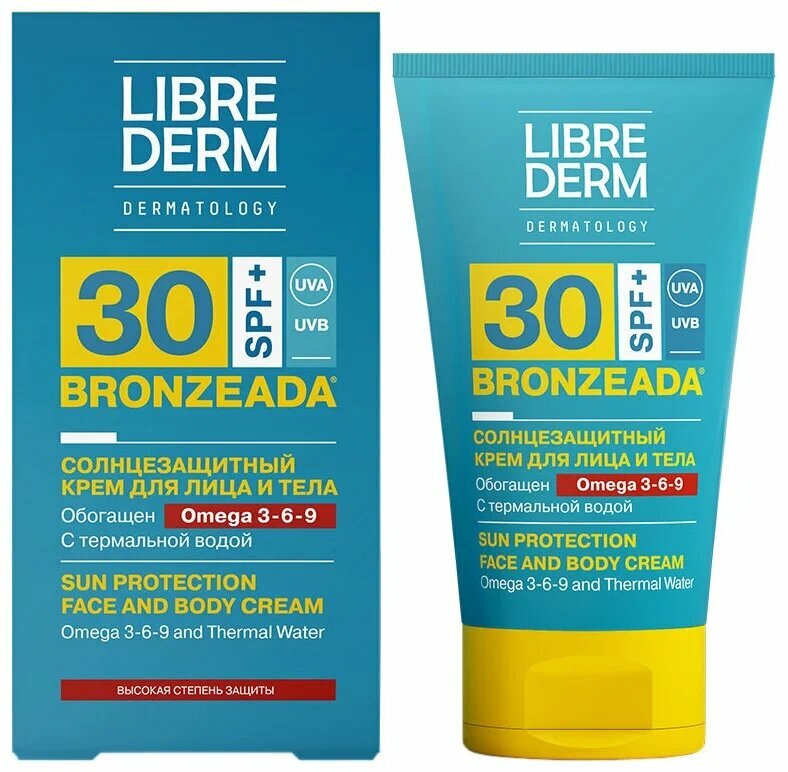 Librederm Librederm Bronzeada солнцезащитный крем для лица и тела Omega 3-6-9 SPF 30, 150 мл