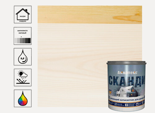 Изображение товара Антисептик Акватекс Сканди база А 0,75 л для защиты древесины перед окраской