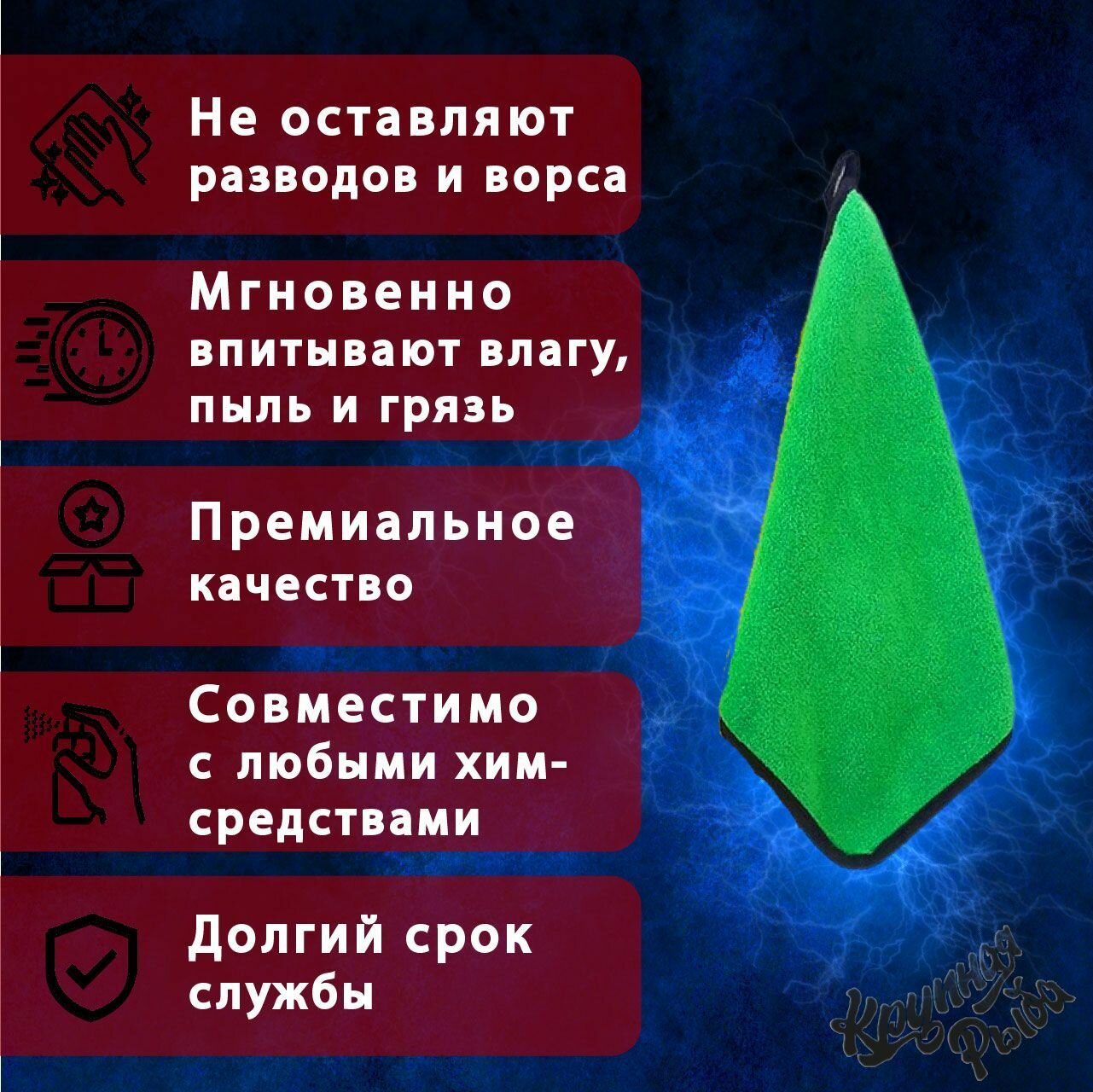 Полотенца из микрофибры для авто. Автополотенце. Набор салфеток двусторонних 30х40, 2 шт. — фото 1