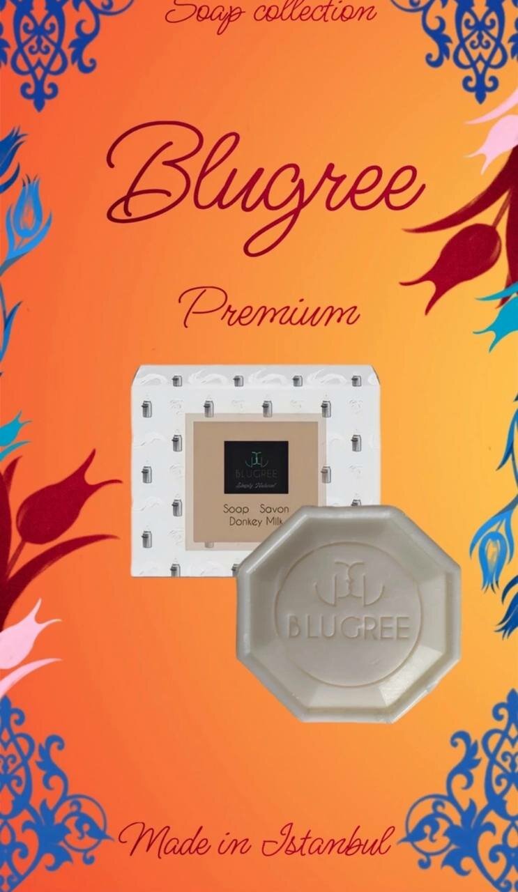 Мыло BLUGREE, с ослинным молоком, антибактериальный эффект, гипоаллергенный, 100г