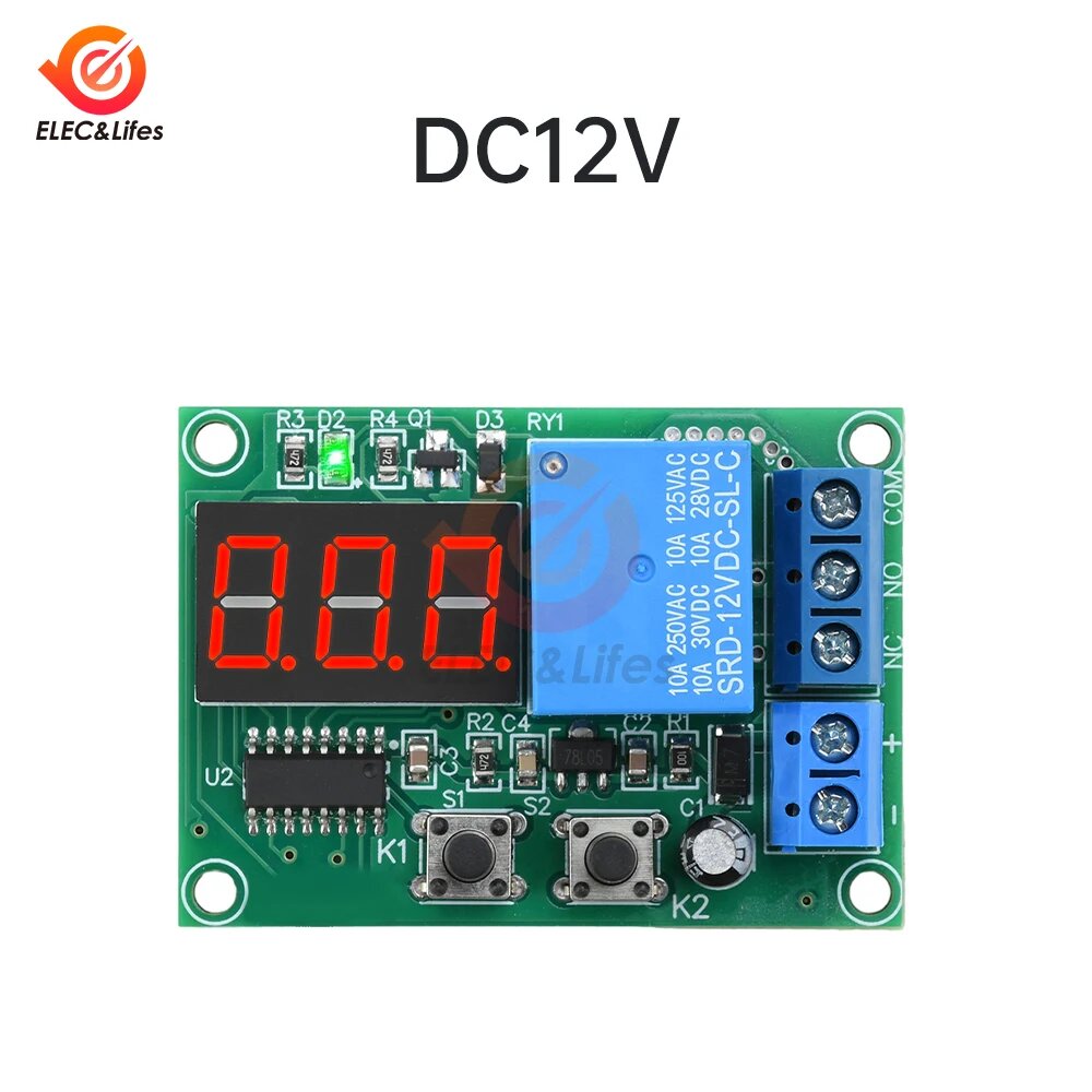 Цифровое реле задержки времени Aideepen Time Delay Relay 10А DC 12В/24В