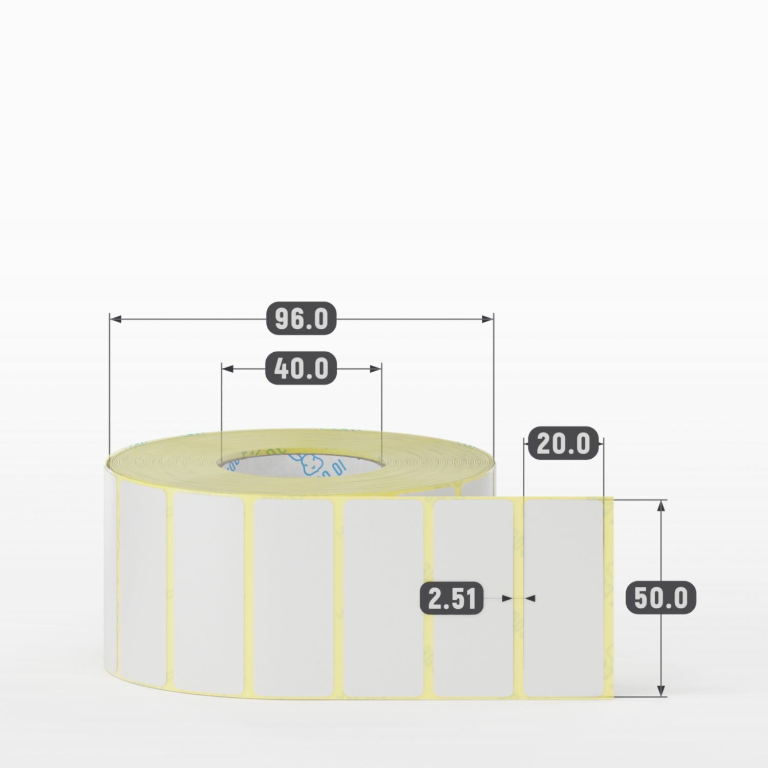 Этикетка самоклеящаяся 50х20 (рядов 1 по 1000 шт) (1 шт) PVC WHITE (Eggshell fragile) белая в рулоне, втулка 40 мм (к) IQ code — фото 1