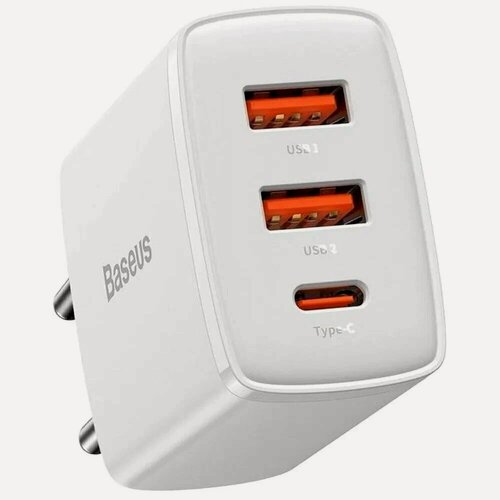 Изображение товара Зарядное устройство Baseus Compact (2x)U + Type-C 30W Quick Charging Charger белое