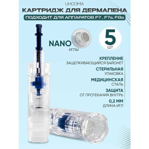 UHOOMA Картридж к F7 F7s F30 F8s nano needle cartridge для дермапен мезопен Нано иглы UNK2PRO-5 шт 900₽
