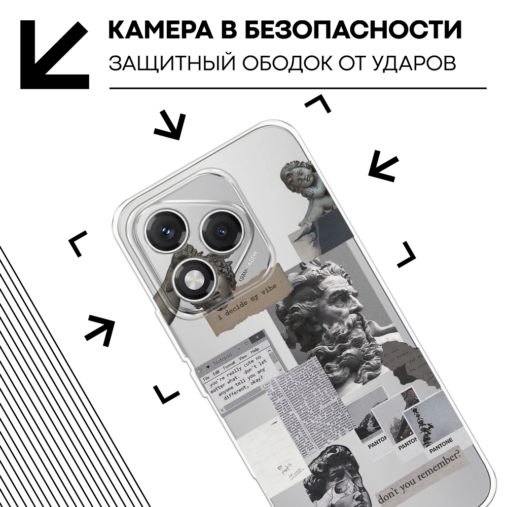 Чехол на Honor 400 Lite / Хонор 400 Лайт с принтом Новая античность, прозрачный — фото 1