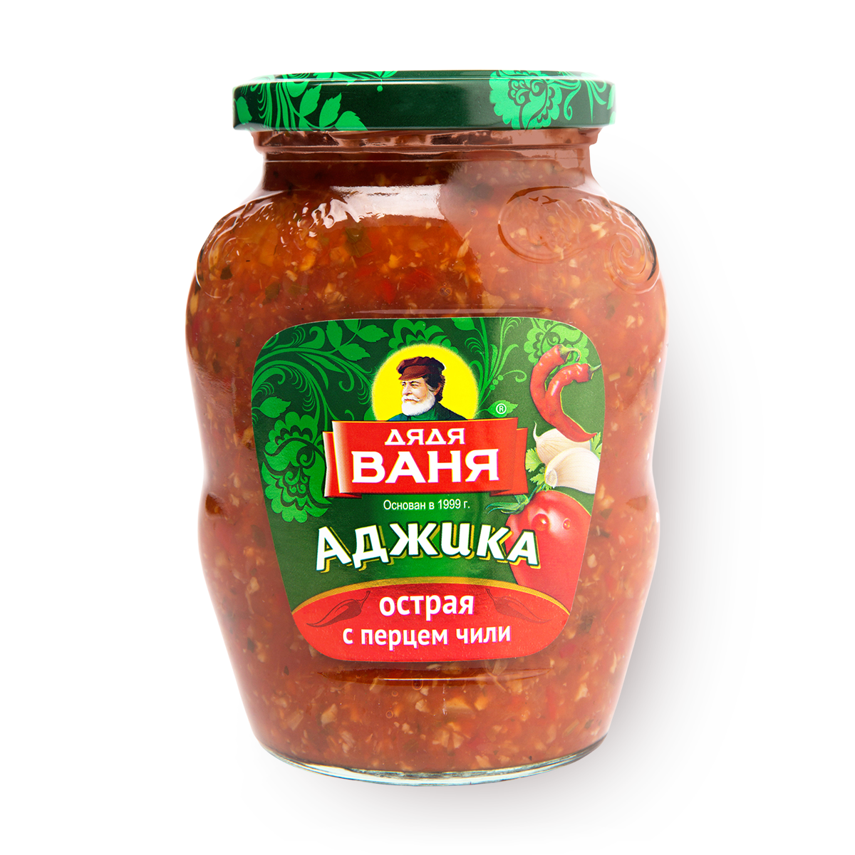 Аджика «Дядя Ваня», острая, с перцем чили, в стеклянной банке, 370 г
