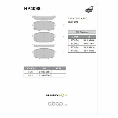 Колодки тормозные Sangsin HP4098