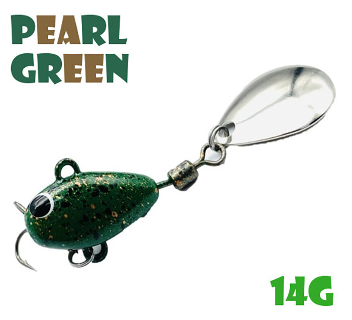 Блесна Тейл-Спиннер для рыбалки Uf-Studio Hurricane 14g #Perl Green