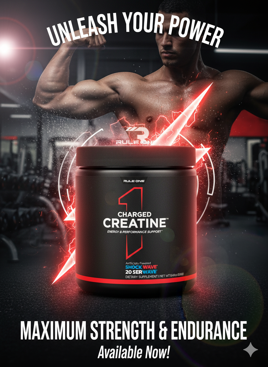 Rule1 Charged Creatine 240g вкус , snow cone креатин комплекс для роста мышц — фото 1