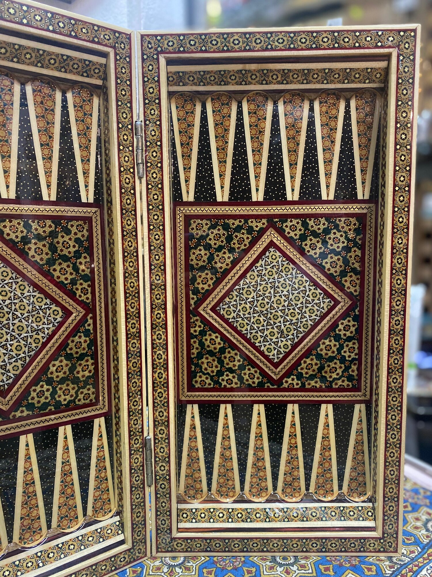 Шахматы-нарды "Хатам" Персидский базар, ручная работа, дерево и металл, 40х40 см — фото 1