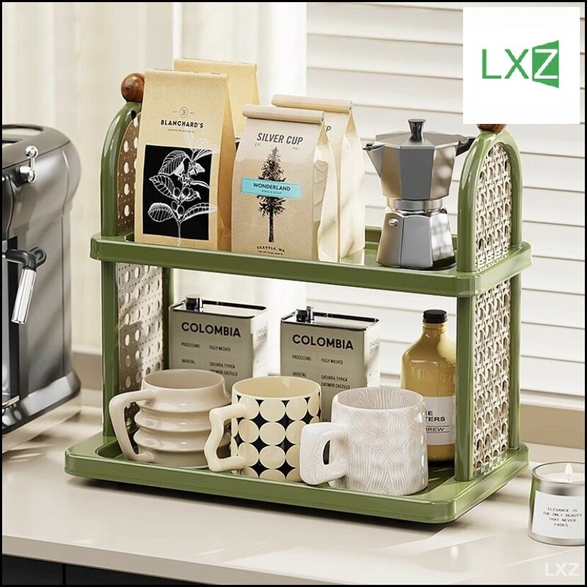 Держатель для кофейных чашей двухуровневый пластик зеленый