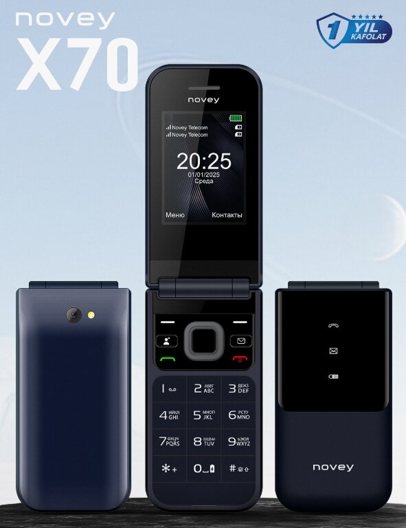 Телефон кнопочный Novey x70 GSM 2 sim раскладушка 1 год гарантии