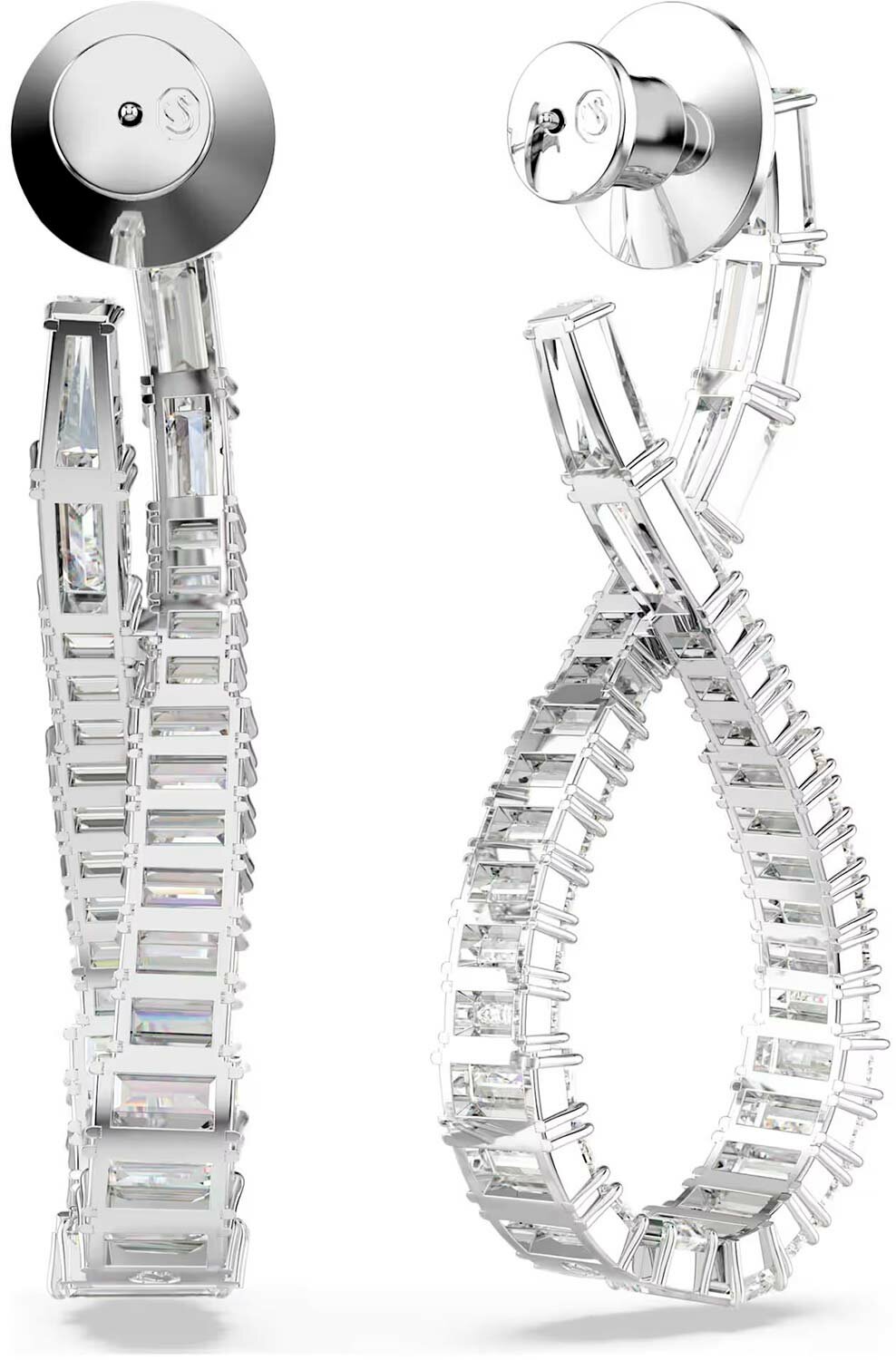 Серьги с подвесками SWAROVSKI, кристаллы Swarovski, размер 43 мм, серебряный, белый — фото 1