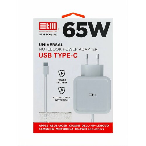 Блок питания для ноутбуков STM TC65-PD, USB Type-C , 65Вт