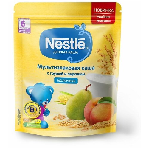 Каша Nestlé молочная мультизлаковая с грушей и персиком, с 6 месяцев, 220 г